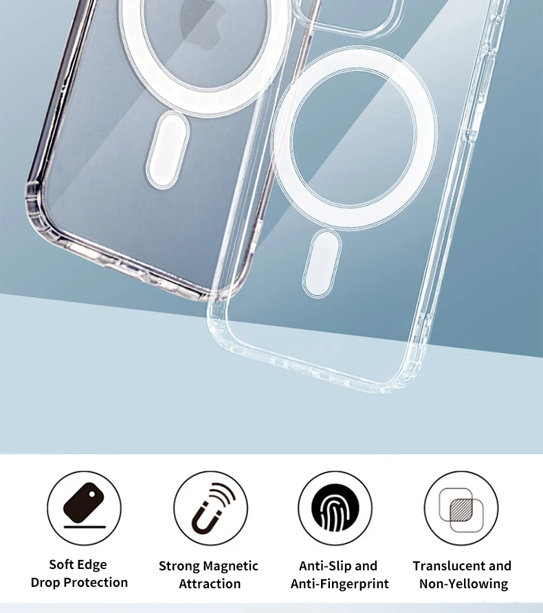 Customized Clear I Phone Case Wireless Charging Transparent Shockproof Waterproof For