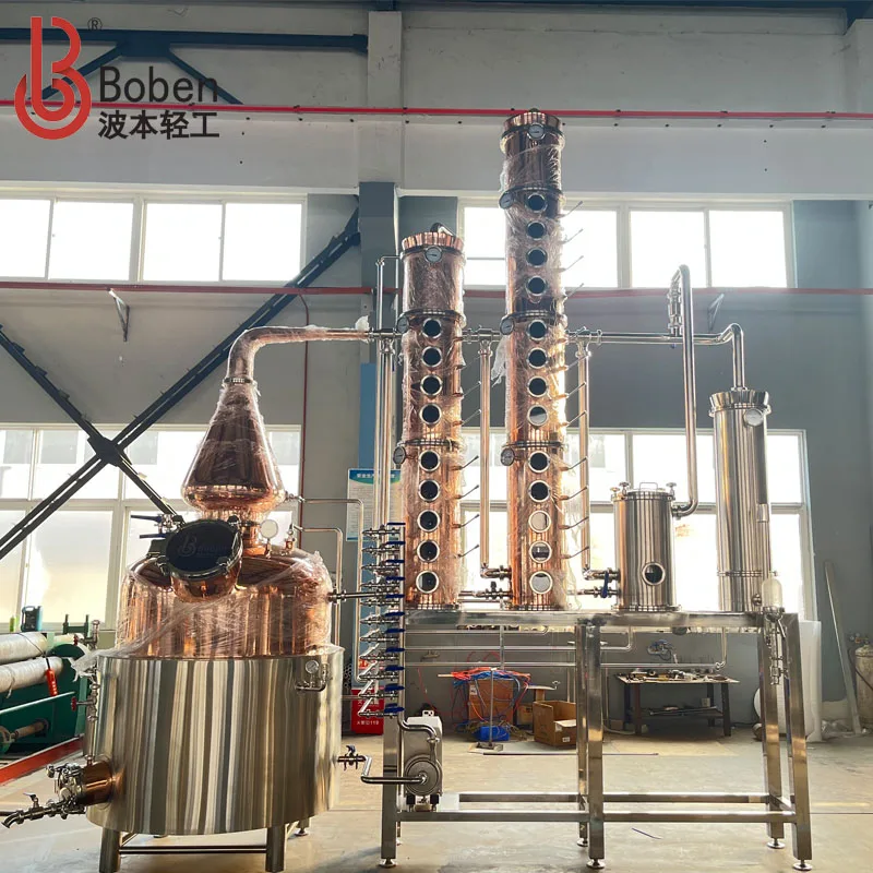 Boben 1000L Multifunctional Copper Pot Distillery Equipment Customized Double Column for Vodka Gin Whisky Pump Core Component