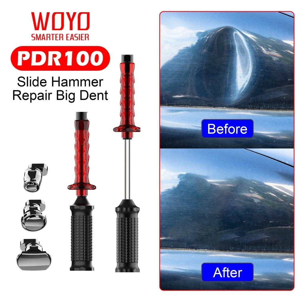 WOYO PDR100 Slide Hammer Dent Puller & Tab Set  Paintless Dent Repair Tools for Auto/Motor Car Dent Repair Kit Cold Glue Tab Kit