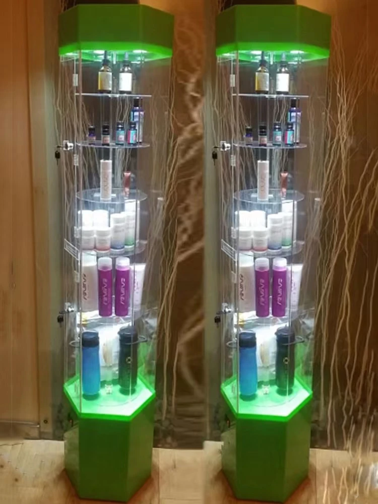 Rotating Display Glass Table Rotating Showcase - Glass Cabinet Display with Lights