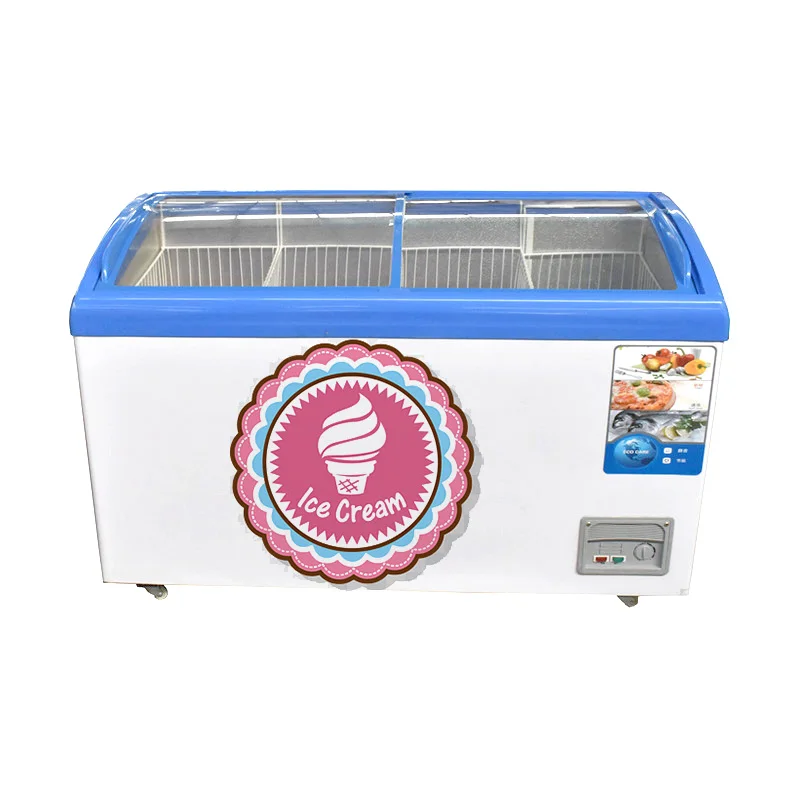 Small Double-Temperature Display Freezer Deep Ice Cream Showcase for Supermarket and Shop Use