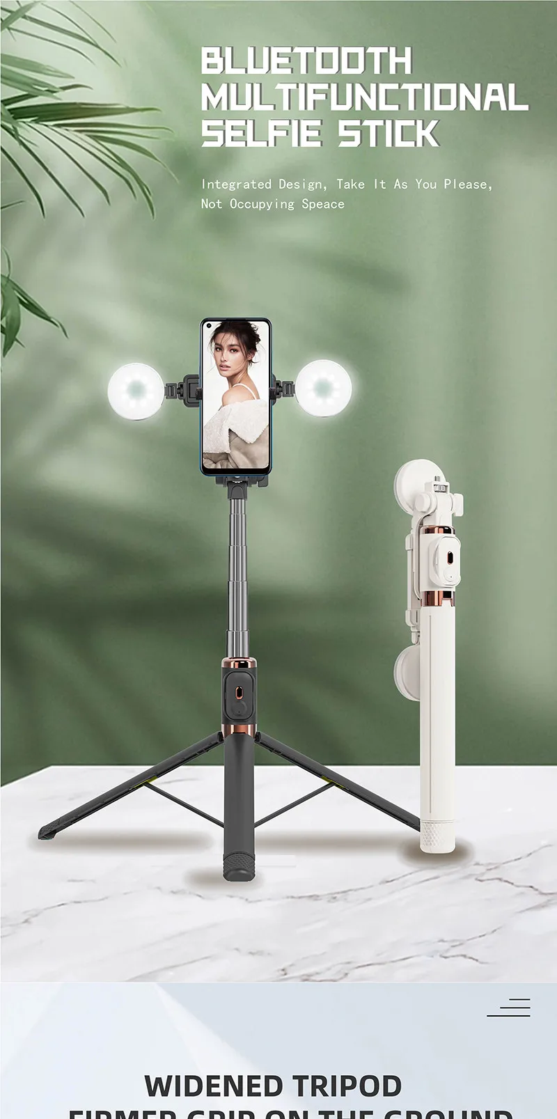 Extendable Wireless Remote Control BT Selfie-Stick 360 Flexible Live Tripod Stand Mini Phone Camera Selfie Stick With Ring Light