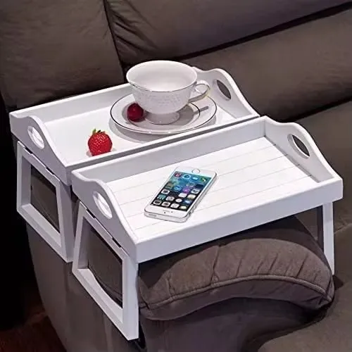 product foldable sofa arm tray table wood couch armrest tray with handlessofa side table for drinks snacks couch caddy for living room-2