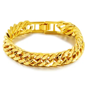 2022 European And American Jewelry 12mm Plated 24K Gold Classic Men's Bracelet Bracelet Factory Direct Sales