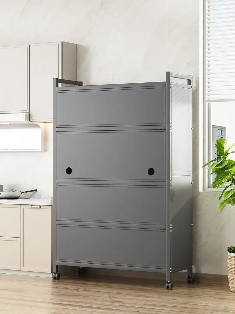 5 Tier Pantry Storage Cabinet with Microwave for Kitchen Garage Living Room for Clothing Tool Organization Baker Racks Included
