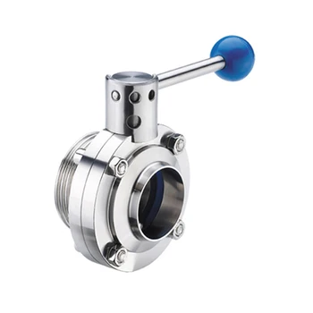 Sanitary stainless steel male clamp threaded butterfly valve