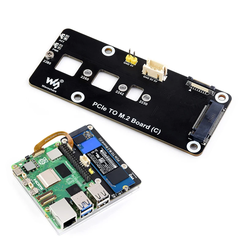 Raspberry Pi 5 PCIe To M.2 Adapter - NVMe SSD Support For 2230/2242 Size Drives