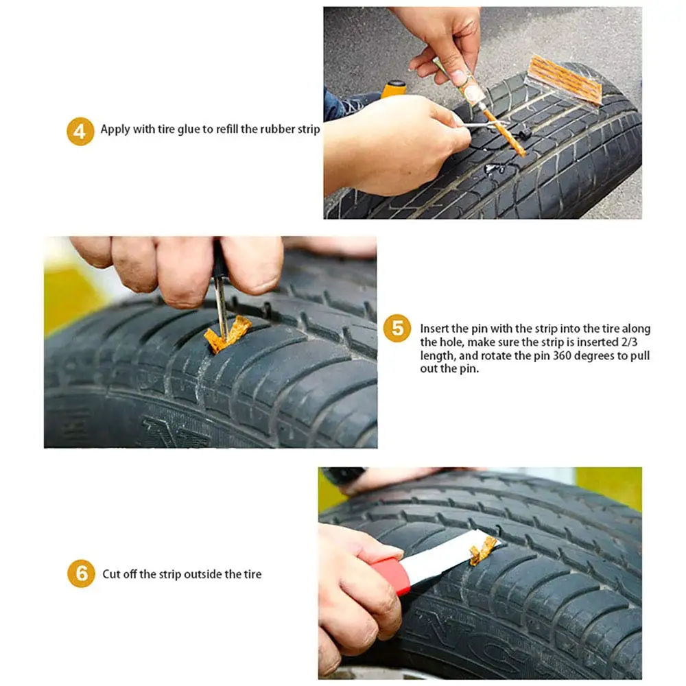 Tire Repair Strings Rubber Strip 60pcs Tire Repair Plugs Self