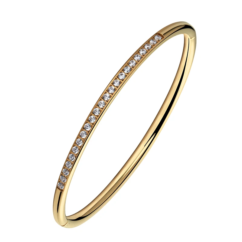 Wholesale Custom Stainless Steel Diamond Bangle 18k Gold Jewelry