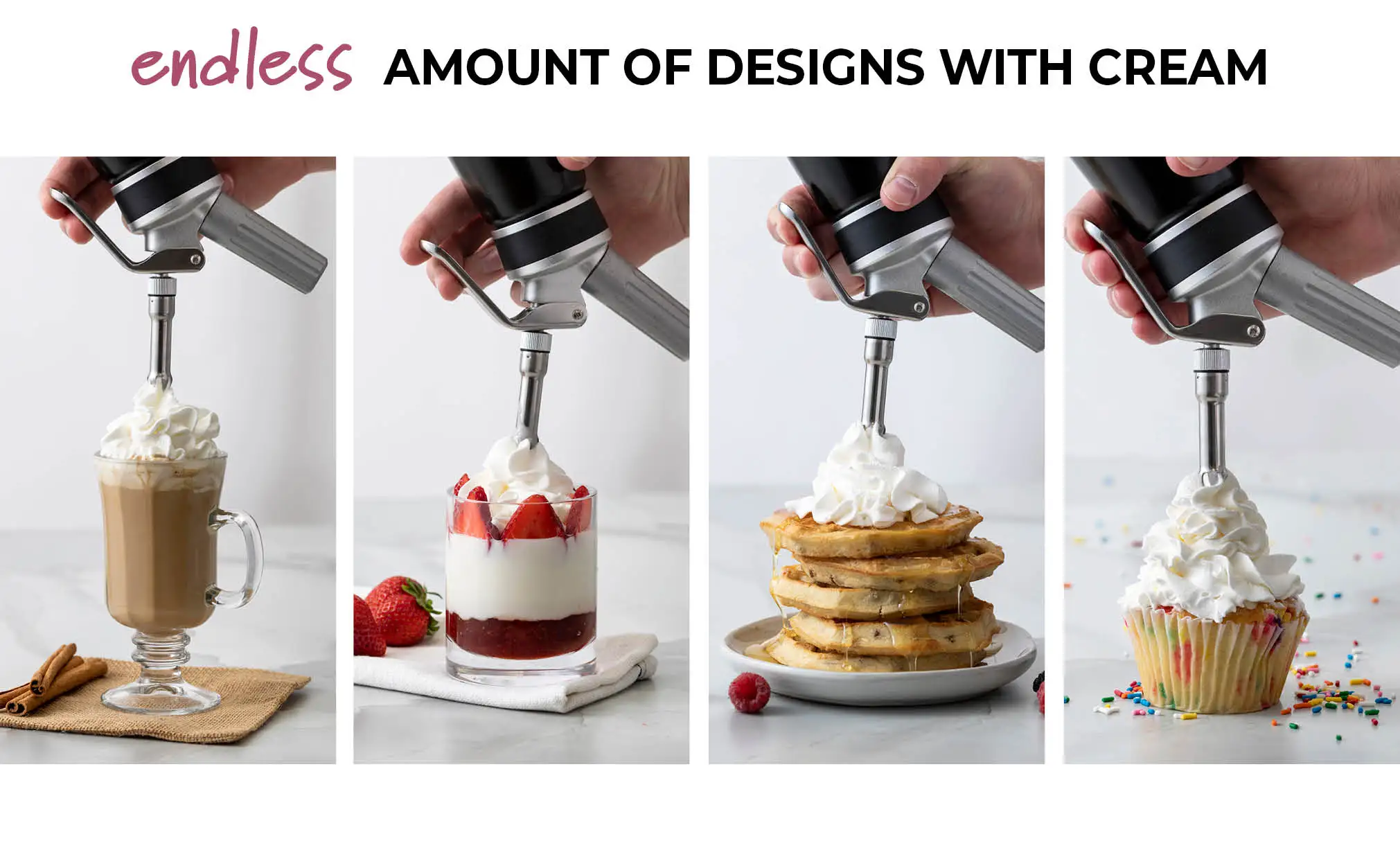 Professional Whipped Cream Dispenser 1000ml Highly Durable Aluminum