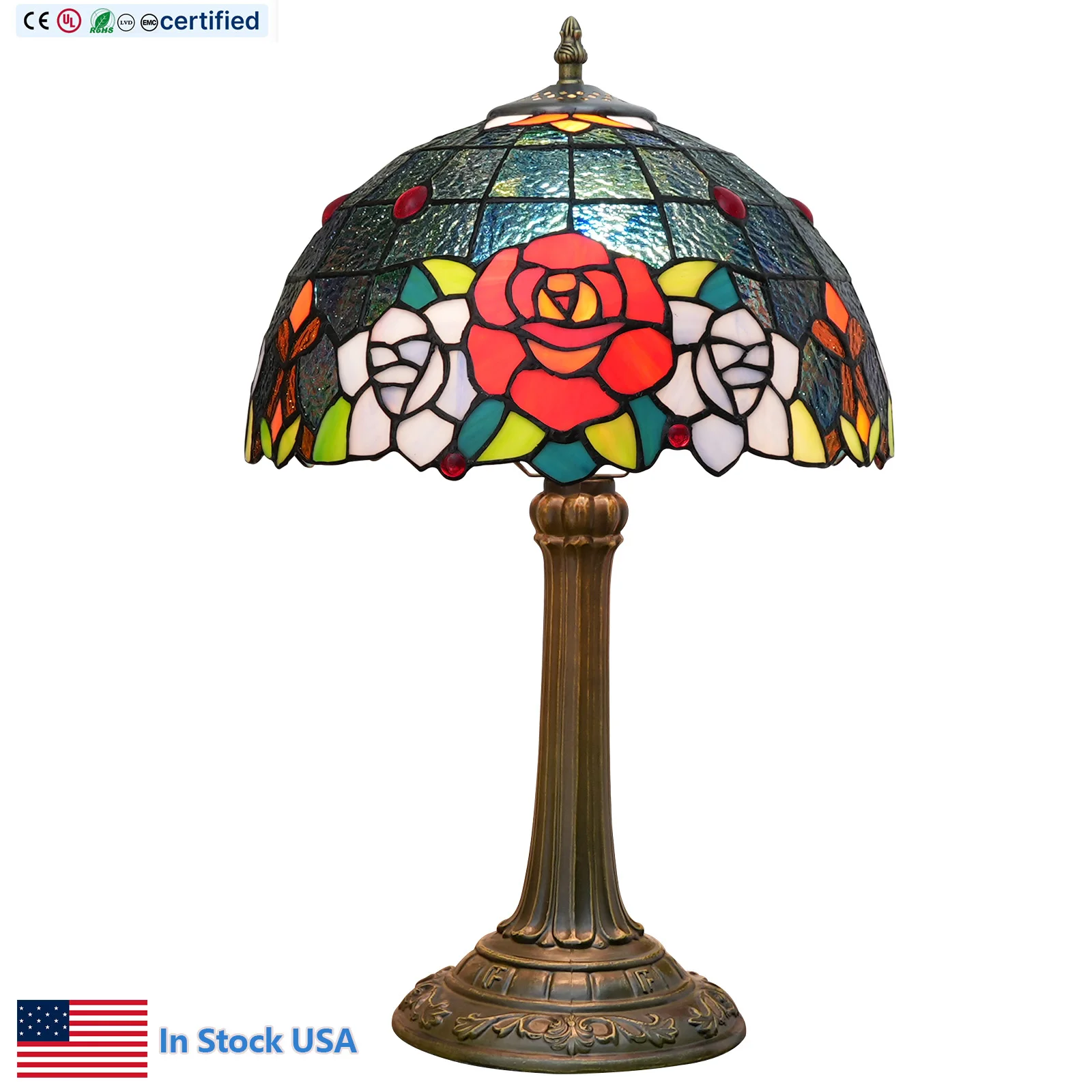 手作り12インチティファニースタイルのテーブルランプビンテージ装飾