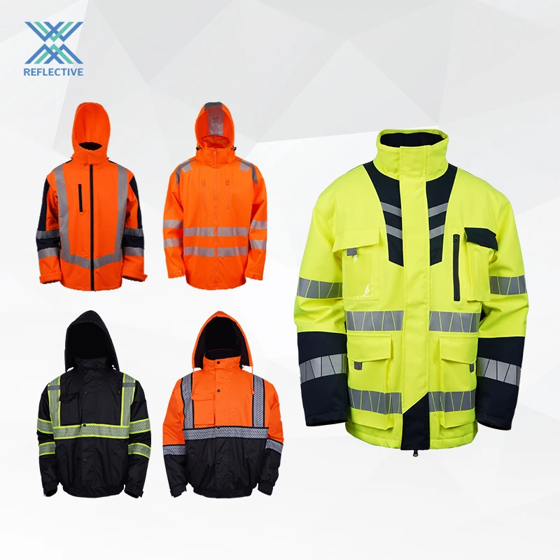 LX  Men Safety Jackets Reflective Work Red Yellow Black Reflector Safety Jackets Safety Winter Jackets for Men