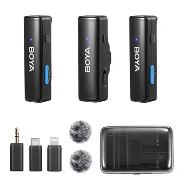 BOYA LINK Wireless Lavalier Microphone Noise Cancellation Lapel Mic With Charging Box for IPhone Type-C Smartphones Cameras product image