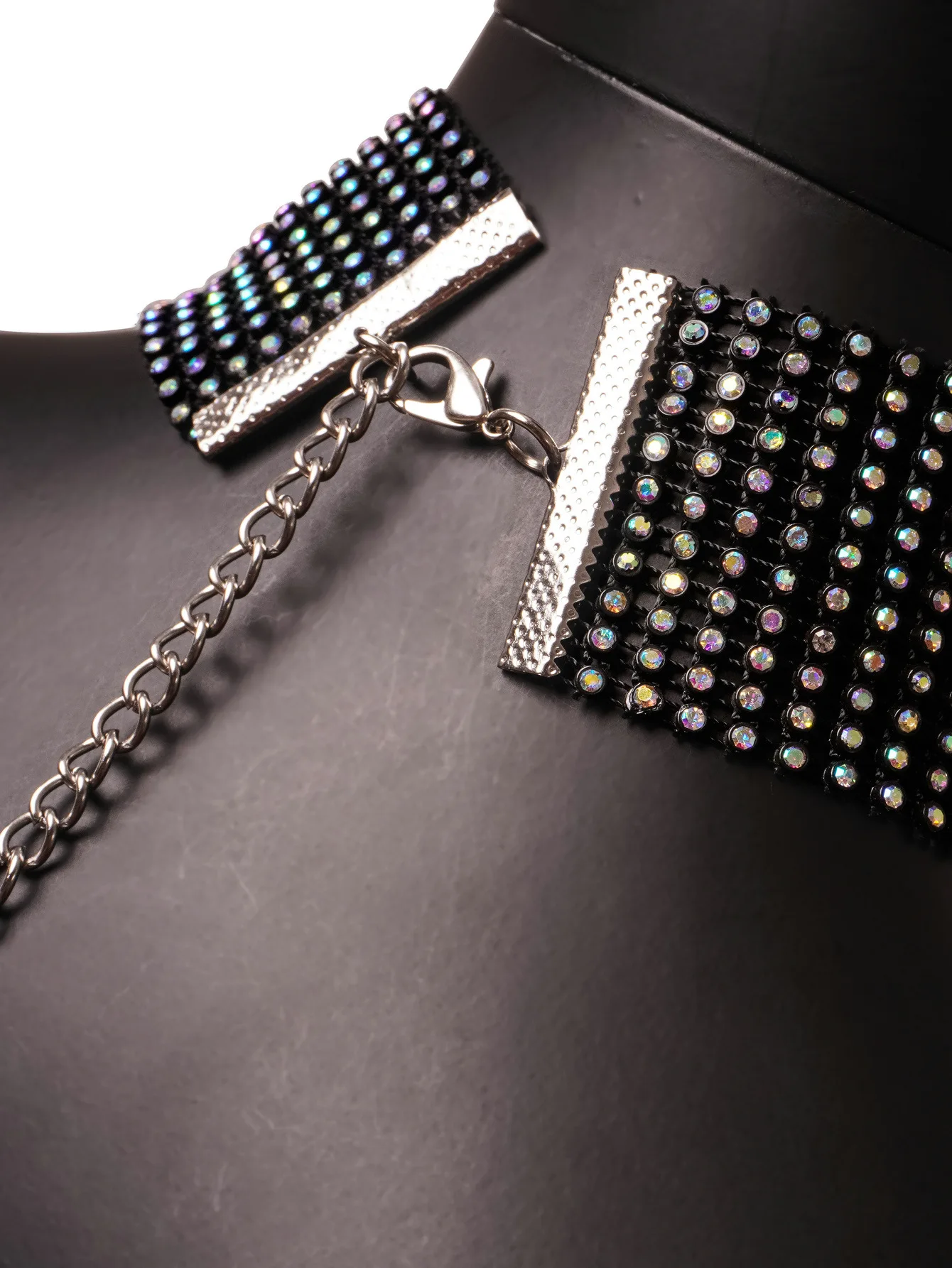 See through Mini Dress Backless Bling Black Rhinestone