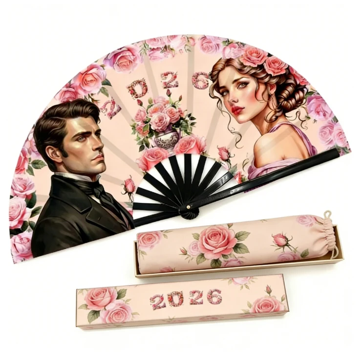 Clack Fan Customized Own Logo 33X60cm 13inchx24inch Bamboo Plastic Hand Fabric Large Kungfu Fan Big Fan for Wedding