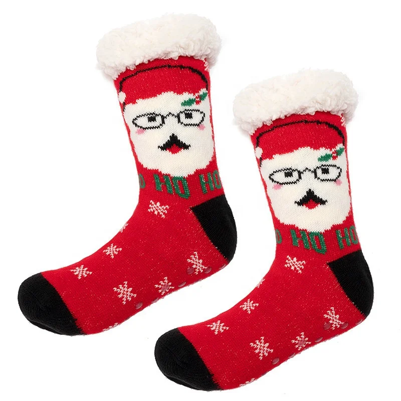 Женские Толстые и теплые зимние рождественские напольные носки милые рождественские напольные Пушистые Носки с рисунком Санты