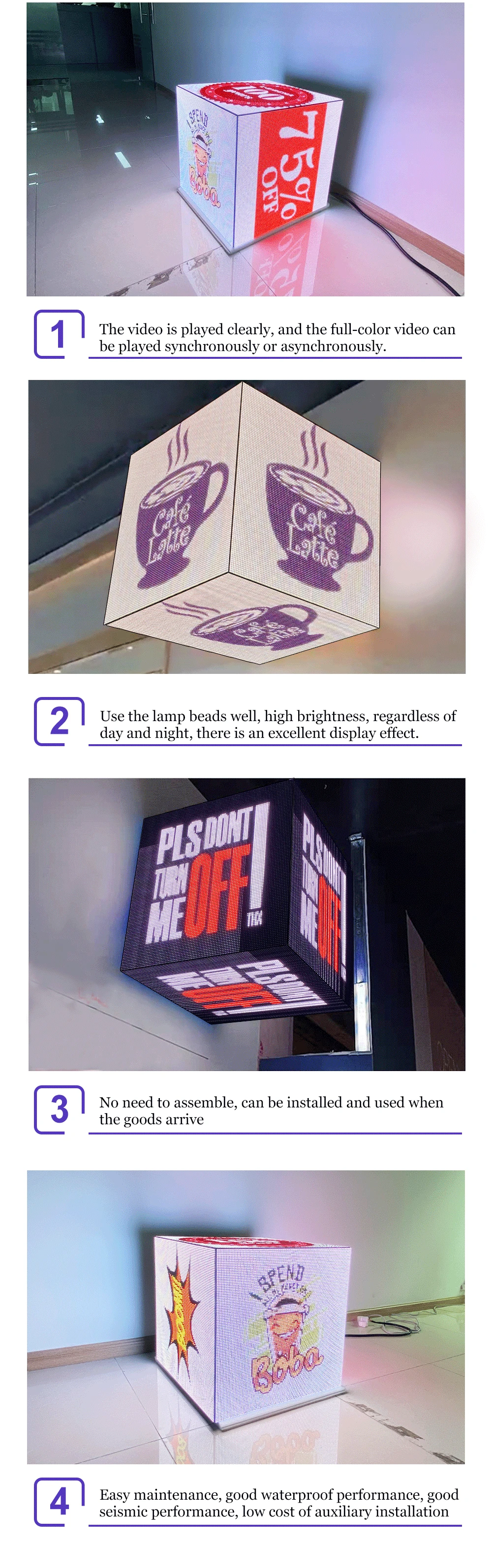 Hd P2 P2.5 P2.976 Cube Led Screen Pillar Led Display Outdoor Globe Shape Led Screen Rubik's Cube Led Screen