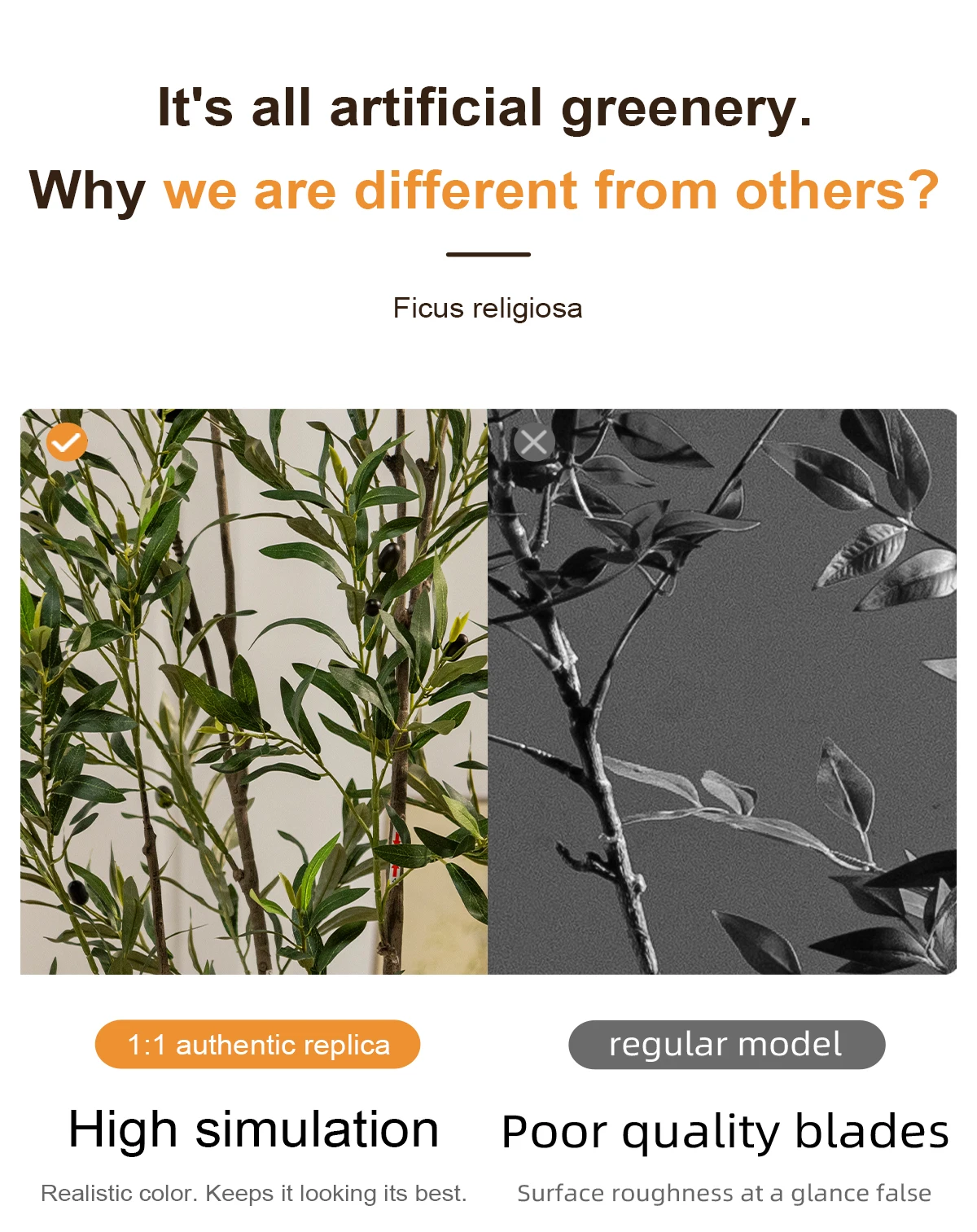 Large Artificial Olive Tree Ficus Leaf Tree Wood Silk Grass Plastic Simulation Home Decorative Landscape Wall Palm Flower supplier