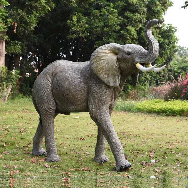 Wholesale Large Animals Sculptures Decorative Garden Fiberglass Elephants Statues Outdoor Decoration Life Size Resin Statue