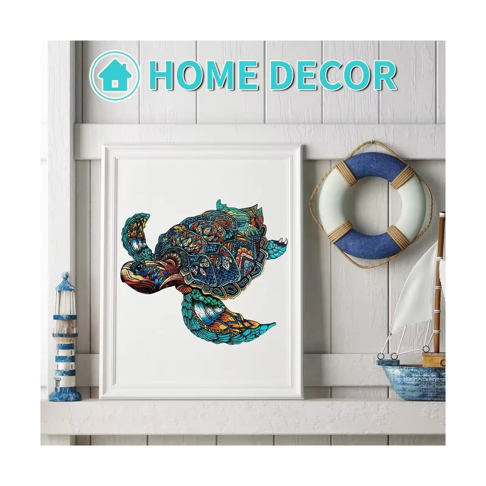 Sea Turtle 3D Puzzle Unique Shape Wood Animal Puzzle Wooden Jigsaw Puzzles for Adults Kids Gift