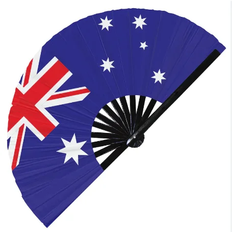 Australia Flag Loud Noise Custom High-quality Fan Folding Hand Fans Logo Large Fan_voghion.com