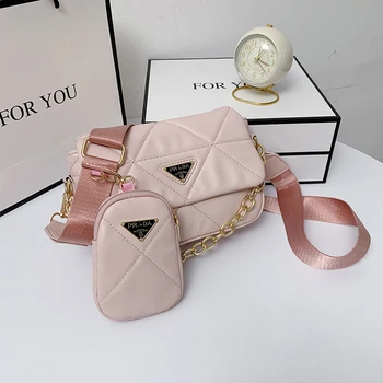 Hot sell wide shoulder straps crossbody designer handbags famous brands custom coin and handbag set