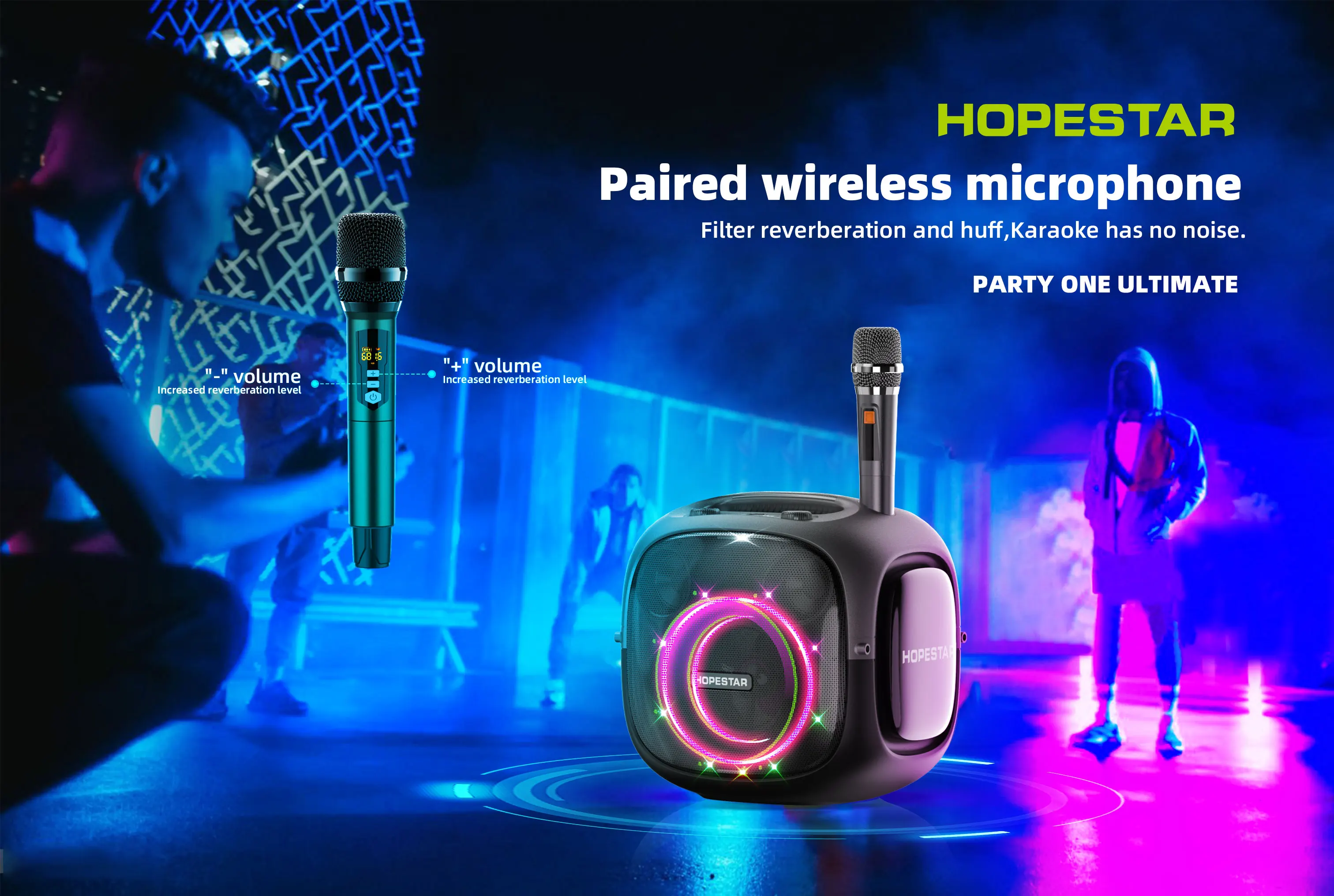 Portable Wireless Party Speaker with 2 Mics, 240W Deep Bass & RGB
