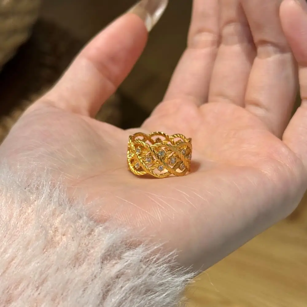 KAKODIY Chunky Luxury Women's 22K Gold Plated Ring Jewelry Engagement 925 Sterling Silver Ring detail 8