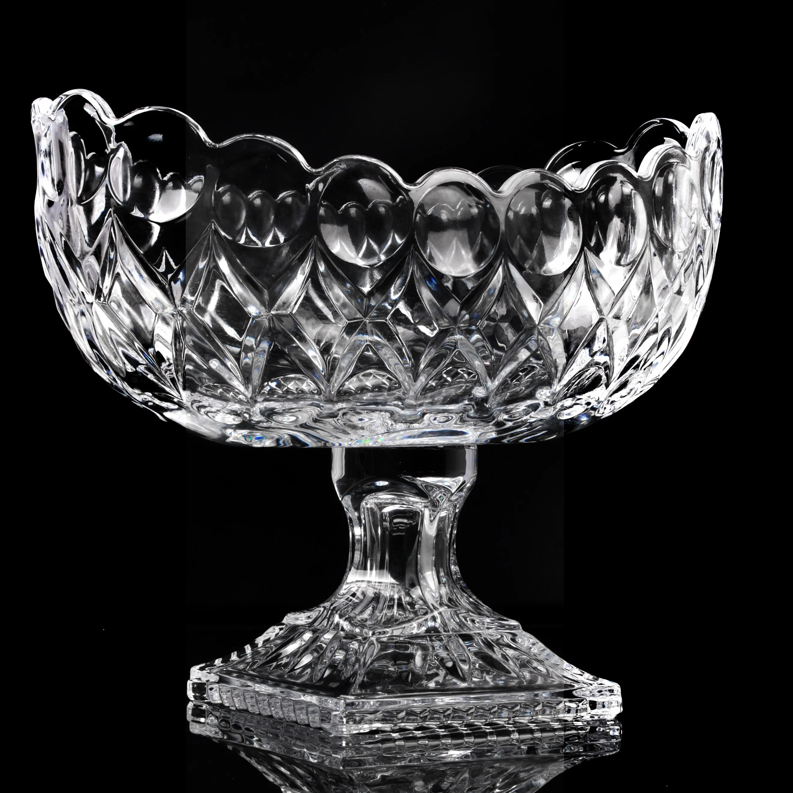 Footed Small Glass Fruit Bowls Footed Sweet Serving Stand Gold Rim