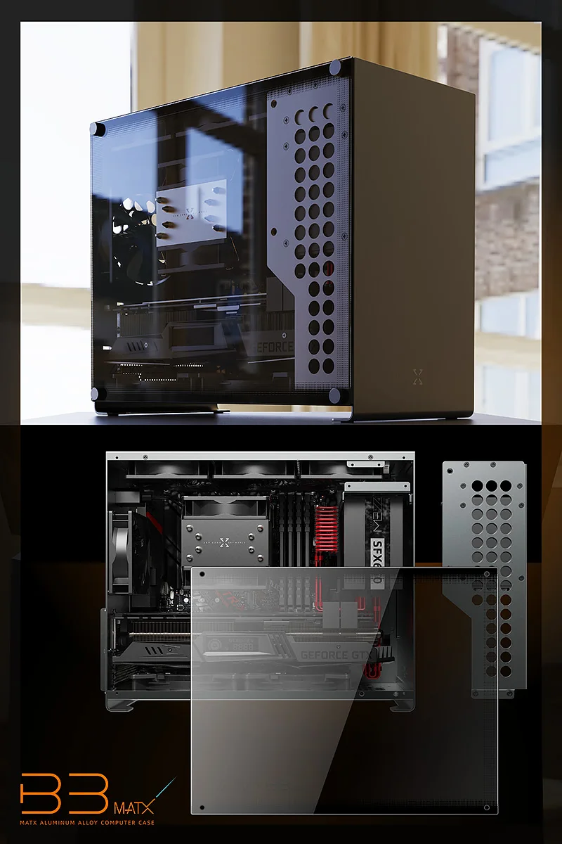 Aluminum Alloy Mini Desktop Computer Chassis Micro MATX PC Case for Gaming Office Home Personal DIY Installation Use