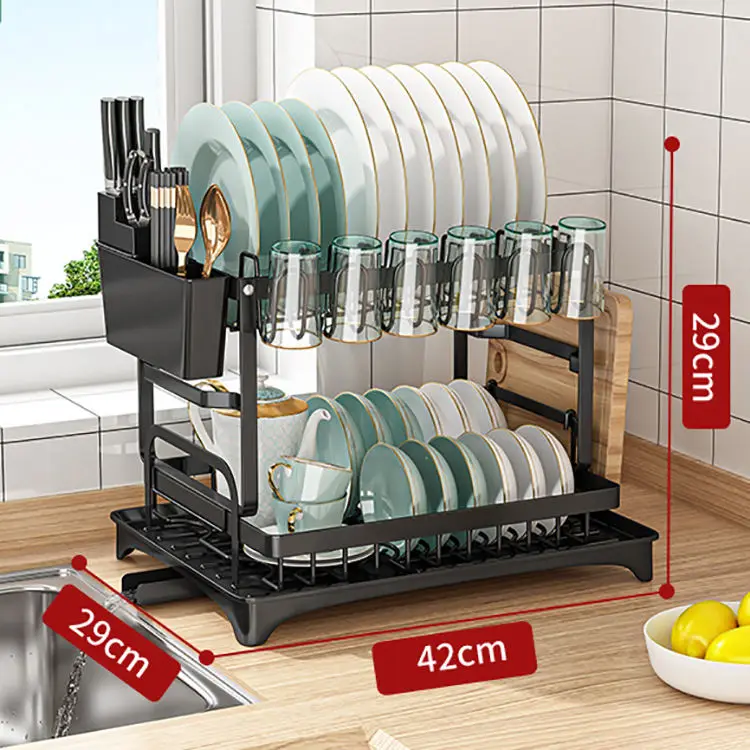 2 Tier Dish Racks for Kitchen Counter and Sink Large Dish Drying Rack ...