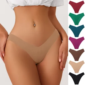 Women Ice Silk Underwear Women Panties Thong High Waist Sexy Secret Colors G-string Lingerie Brief Seamless Panty 0566