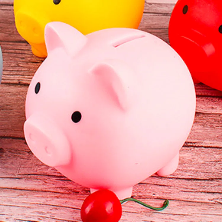 Cute Small PVC Piggy Bank Pig Money Box With Number Pattern Plastic Money Bank Painted With Custom Logo
