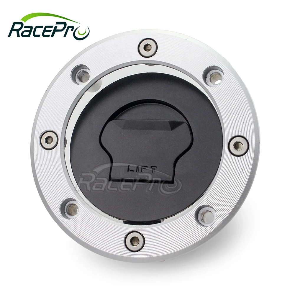 Motorcycle Gas Fuel Tank Cover Keys for Kawasaki ZXR750 ZR250 BALIUS Ninja ZX7R ZX9R Black & Chrome Lightweight 6061-T6 Aluminum