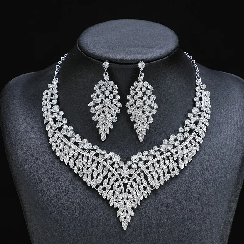 KIKI Luxury Rhinestone Necklace and Earrings Set for Women