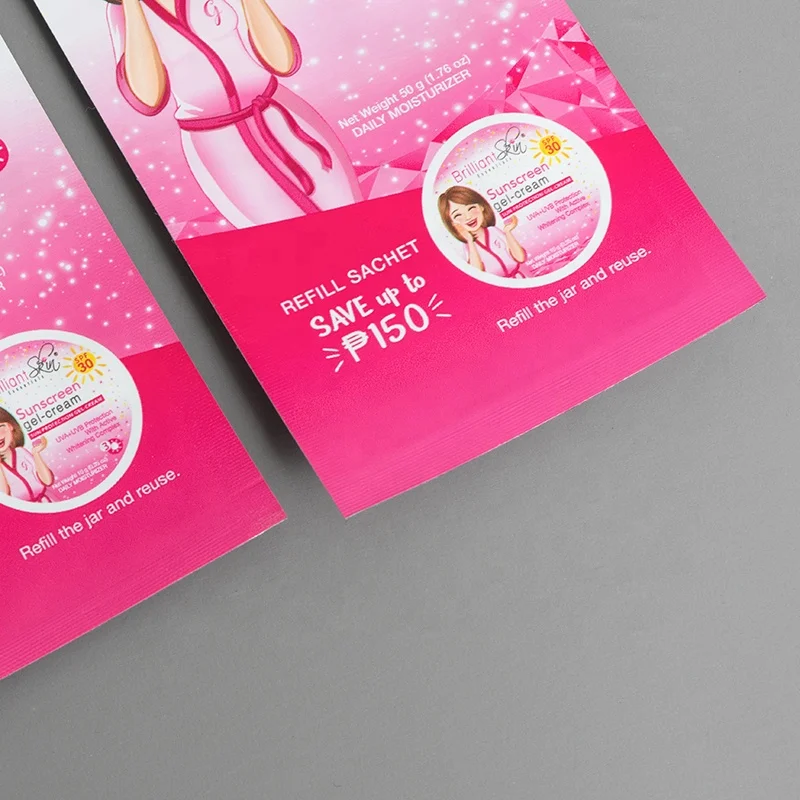 Custom Logo Small Packaging Sample Liquid Facial Face Cream Spout Pouch Sachet for Cosmetic