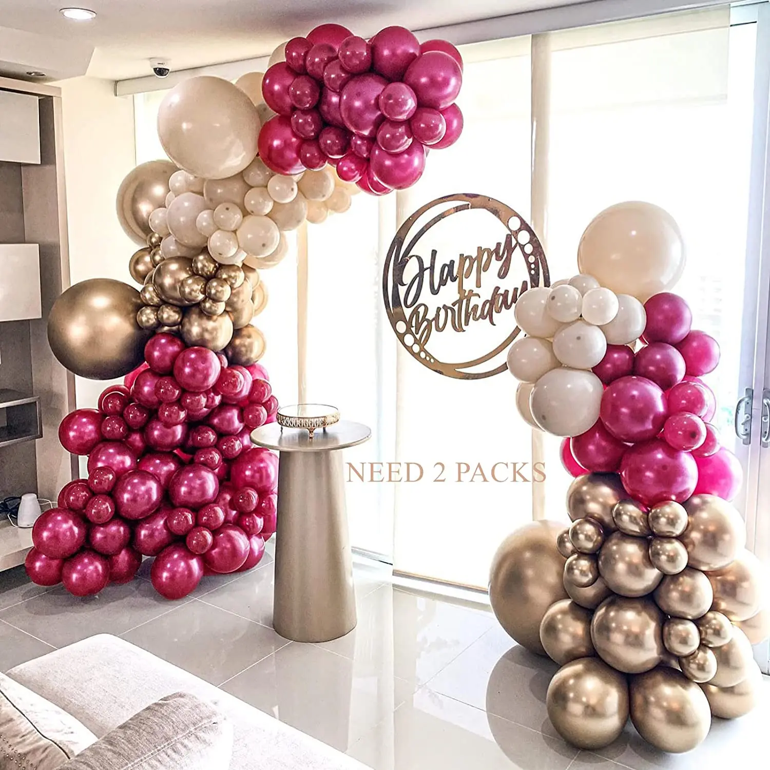 Bachelorette Party Birthday Wedding Baby Shower Decorations Metallic Magenta Purple Red Gold Balloons Garland Arch Kit
