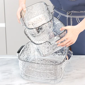 Modern Style Extra-large Ripple Double-Layer Plastic Kitchen Utensil Drain Basket for Kitchen Room