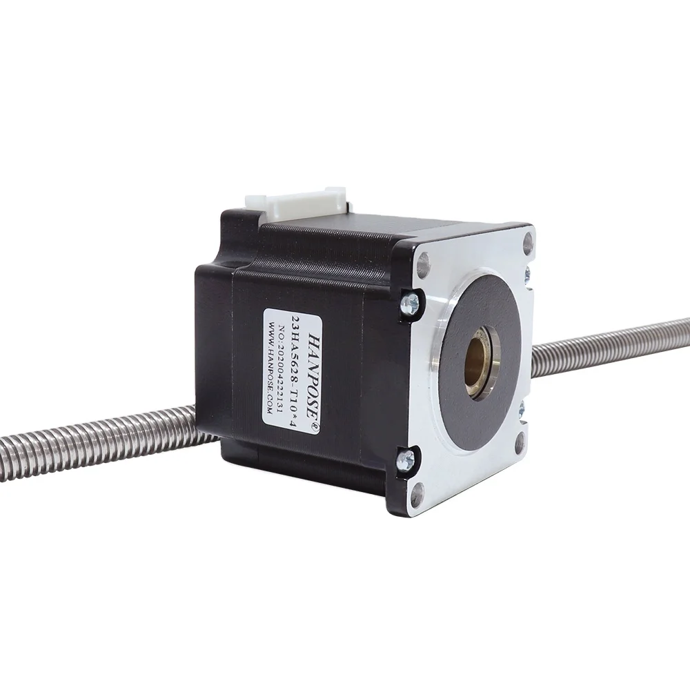 Hanpose gjennom skrue motor 24v 2,8A 126N.cm 57HA56-T10*4 200mm til medisinsk utstyr lineær gjennom skrue stempelmotor Nema23