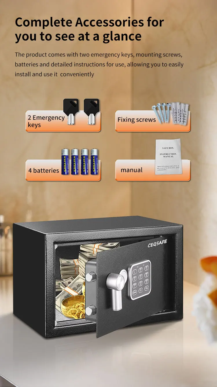 CEQSAFE High-Security Money Safe Mini Steel Safe with Electronic Lock Safe Deposit Box manufacture
