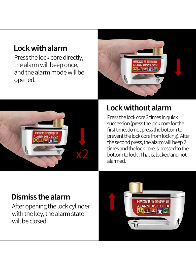USB Rechargeable Universal Alarm Disc Lock Motorcycle Alarm Wireless Security Bicycle Alarm Lock Bike Accessories
