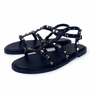 Gold Metal Buckle Clip Toe Cool Slippers, Women's New Casual Open Toe Flats for Outdoor Wear in Summer