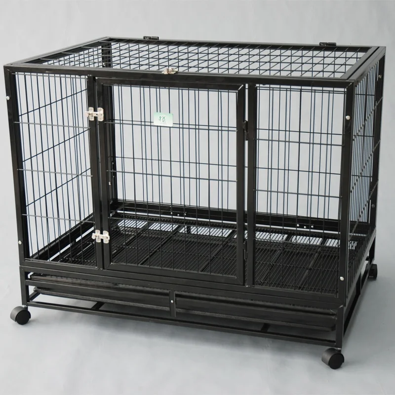 Wholesale Heavy Kennel High Strength With Wheels Pet Cage Multiple Sizes Large Black Dog Carrier