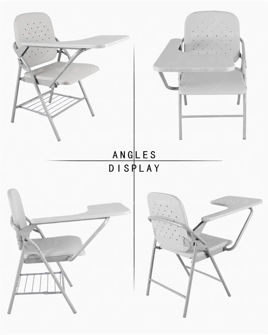 HDPE Folding training Chair Desk School Chair with Writing Pad Training Chair with Book Basket