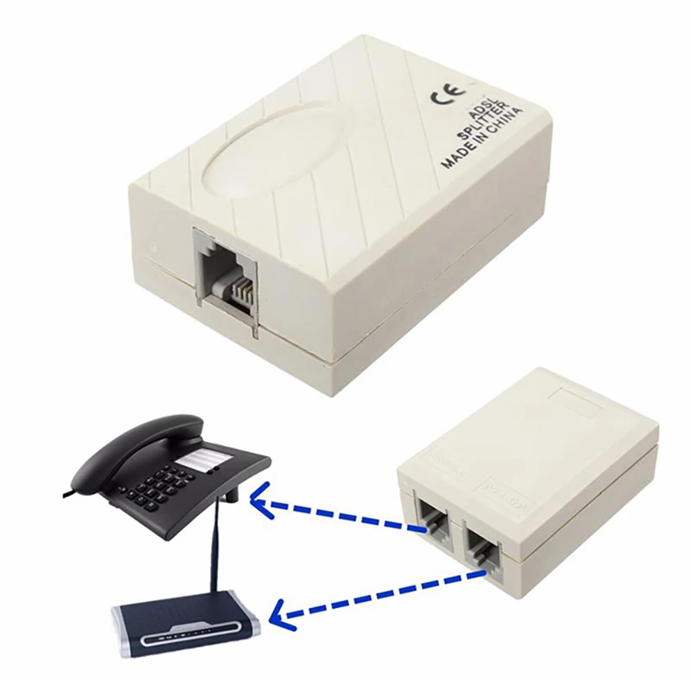 Белый прямоугольник телефон сплиттер ADSL модем фильтр RJ11