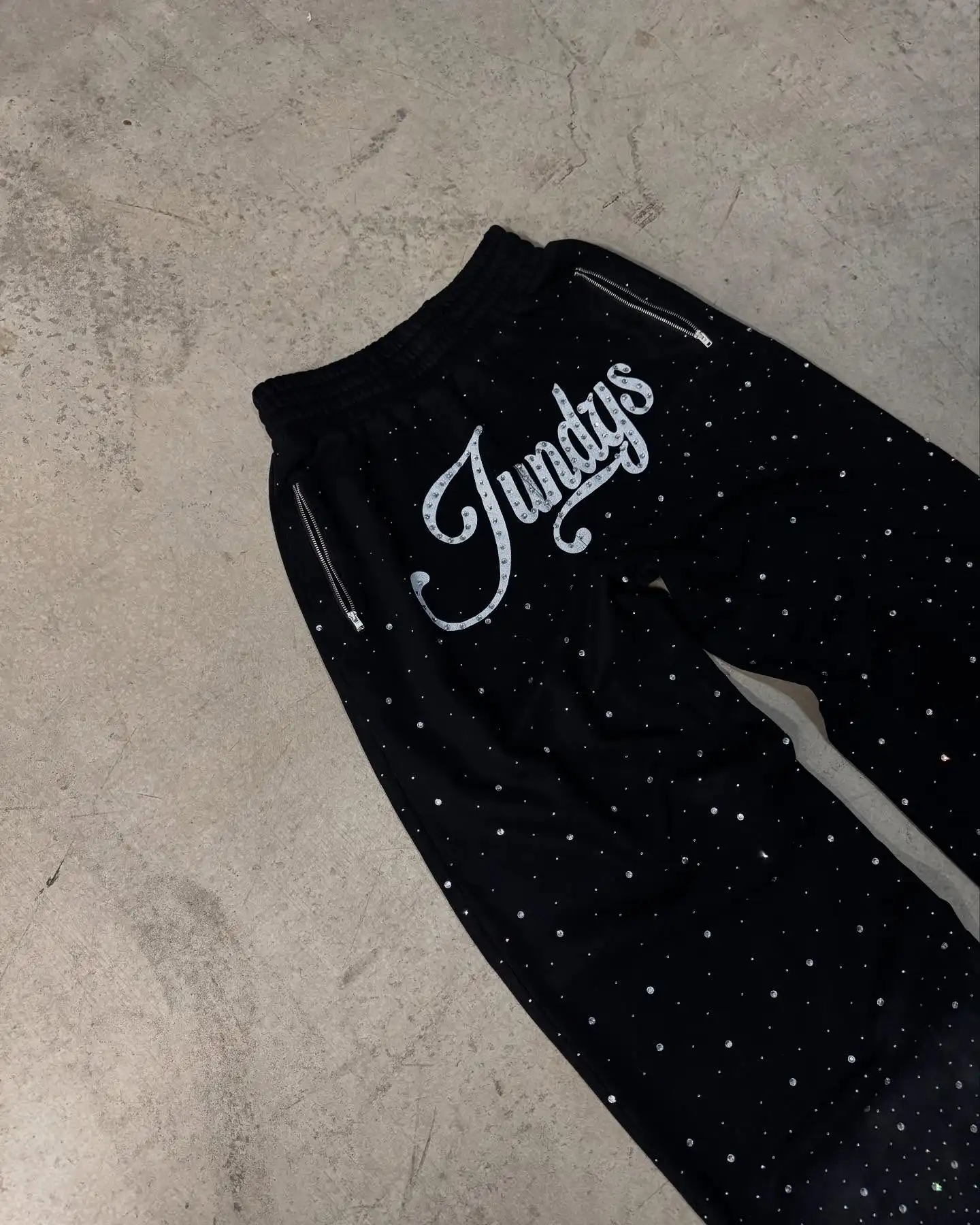 Custom Cotton Mens Track Pant Man Straight Leg Wide Stacked Jogger Acid Wash Sun Faded Flare Baggy Rhinestone Sweatpants gallery 3