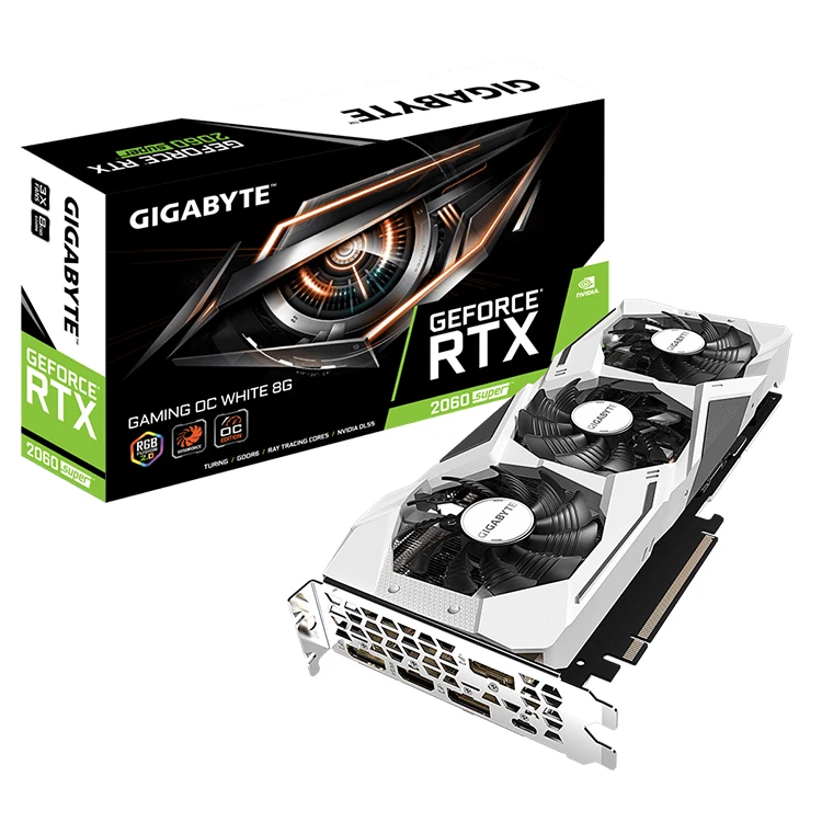 Gigabit RTX 2060 SUPER GAMING OC WHITE 8G GPU Kartu Grafis Bekas dengan  Kipas Pendingin Mendukung OverClock