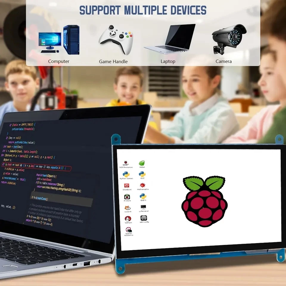 raspberry pi 7 pollici ips 1024*600 lcd display touch screen capacitivo  monitor raspberry pi accessori supporto raspberry pi 4