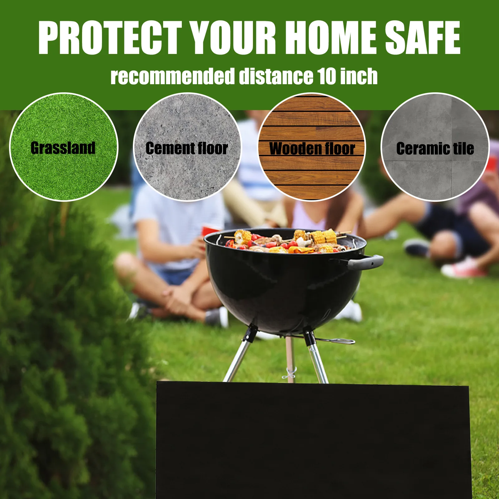 Yegbong Fireproof Mat, Outdoor Lawn Terrace Barbecue Fireproof Silver Rectangular Protective Mat