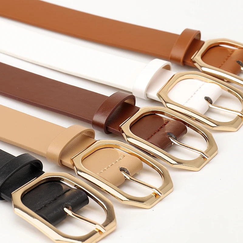Новый Классический женский ремень из искусственной кожи с простой атмосферой декоративная квадратная пряжка универсал